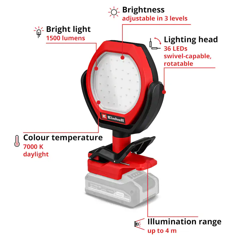 Utomhuslampa Einhell GC-OL 18/1500 Li-Solo Sladdlös utan Batteri