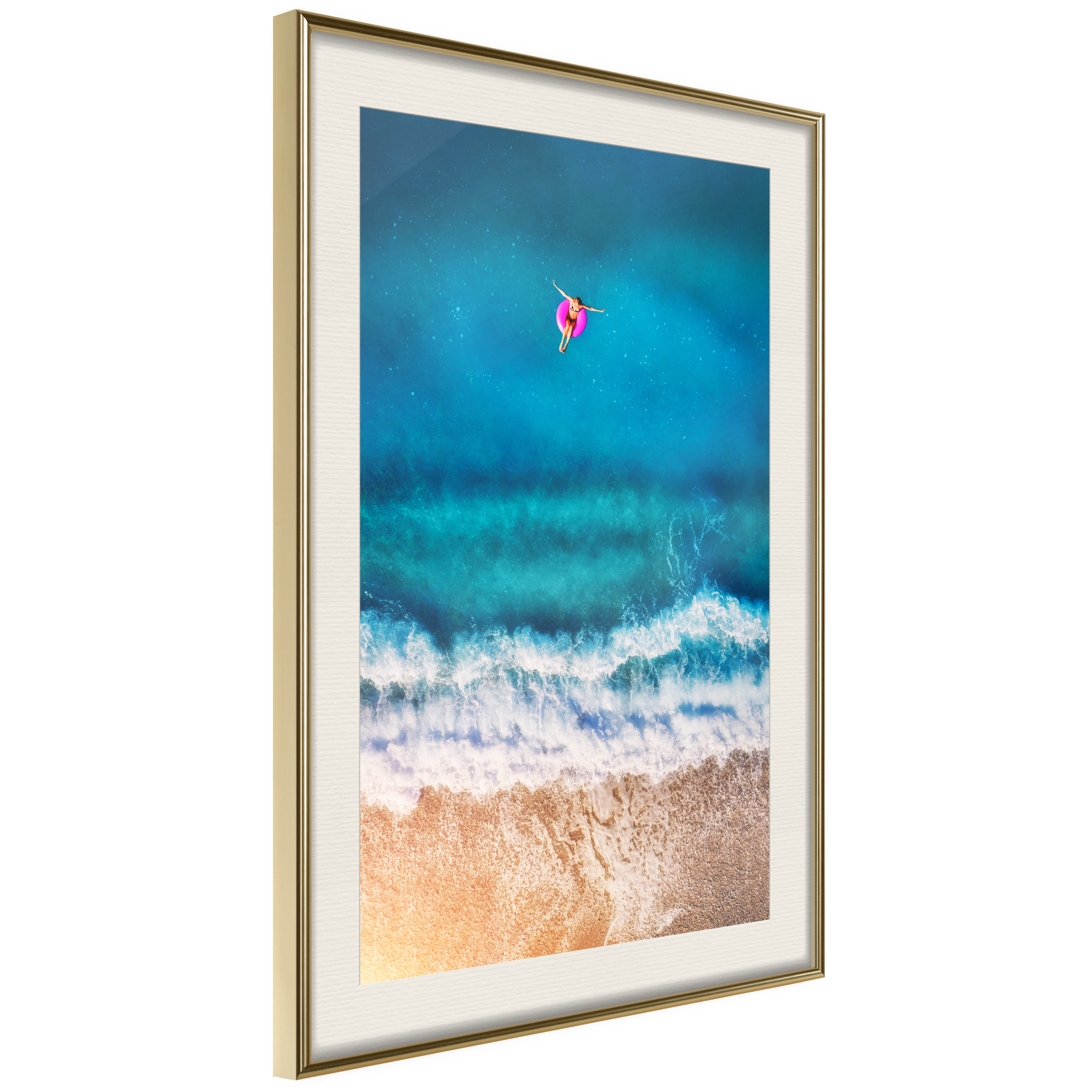 Affisch - Swimming In The Sea [Poster] 30x45 Guld ram med passepartout, 30x45 cm