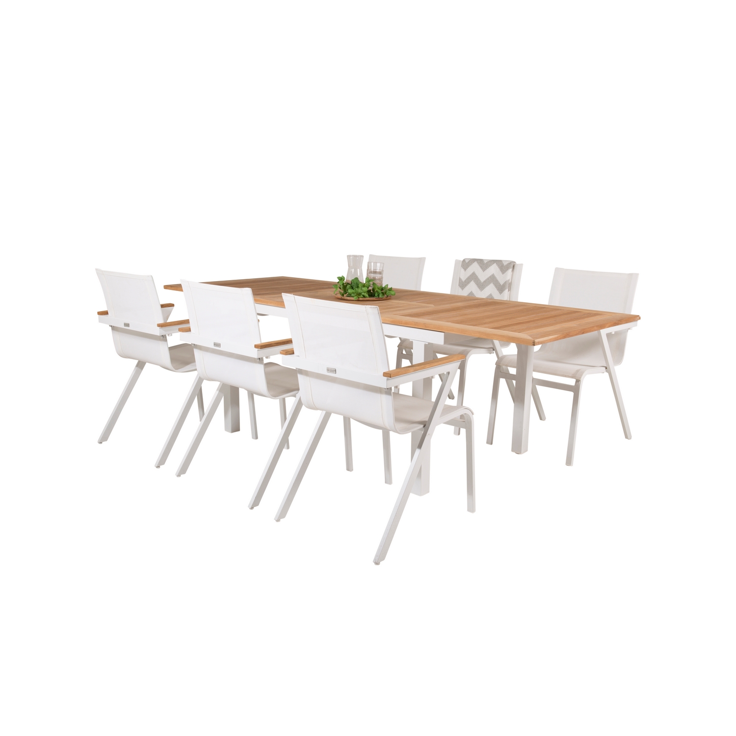 Panama Dining Table 160/240*90 - White Alu / Teak+Mexico Arm Blanka Ben