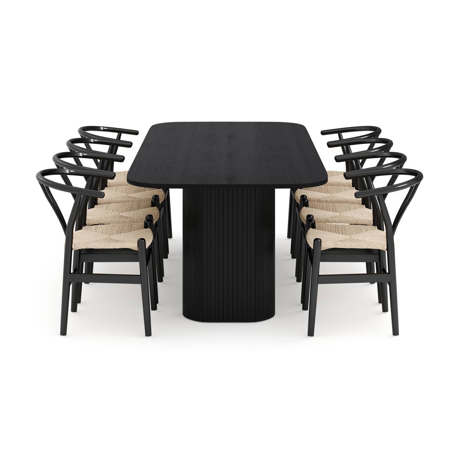 Matgrupp Bark Kopparbo Rektangulärt Matbord 240 cm med 8 Dastoori Matstol