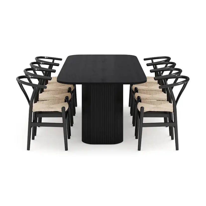 Matgrupp Bark Kopparbo Rektangulärt Matbord 240 cm med 8 Dastoori Matstol