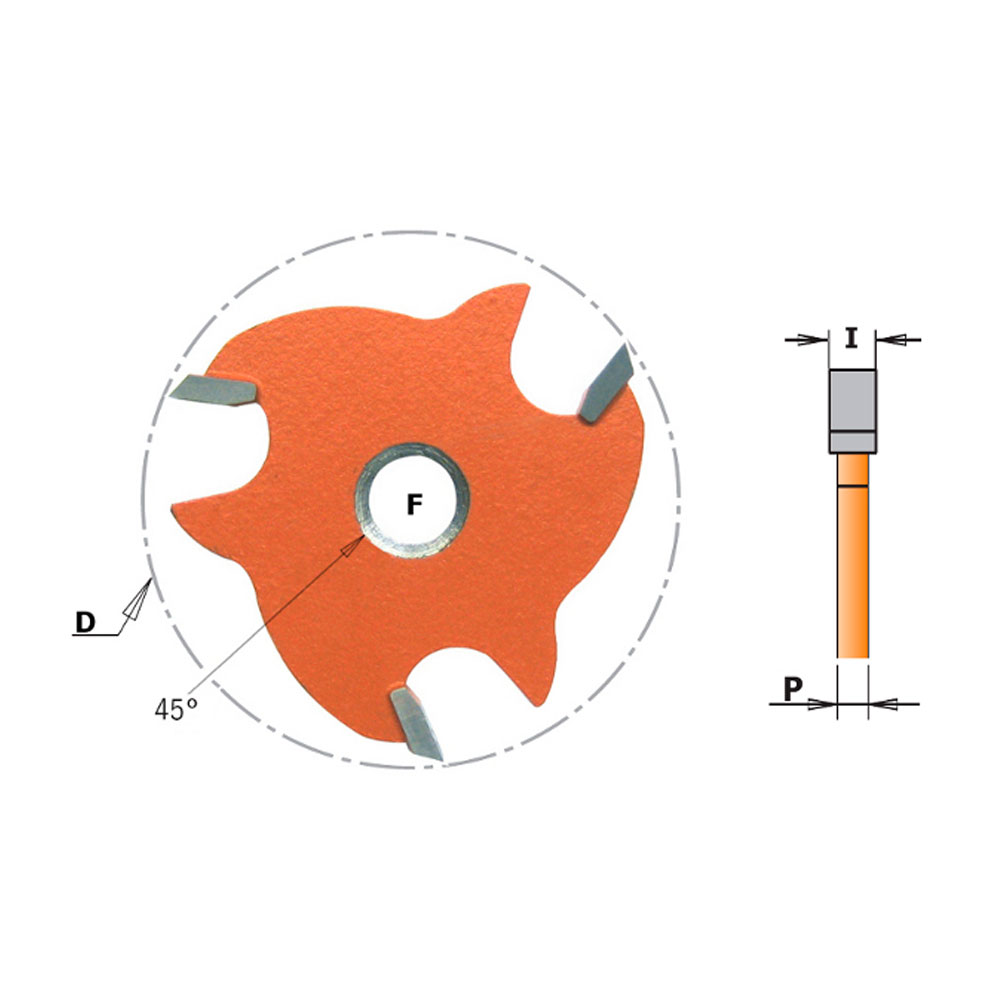 Skivnotfräs CMT Orange Tools med kullager HM Z3 Undersänkt