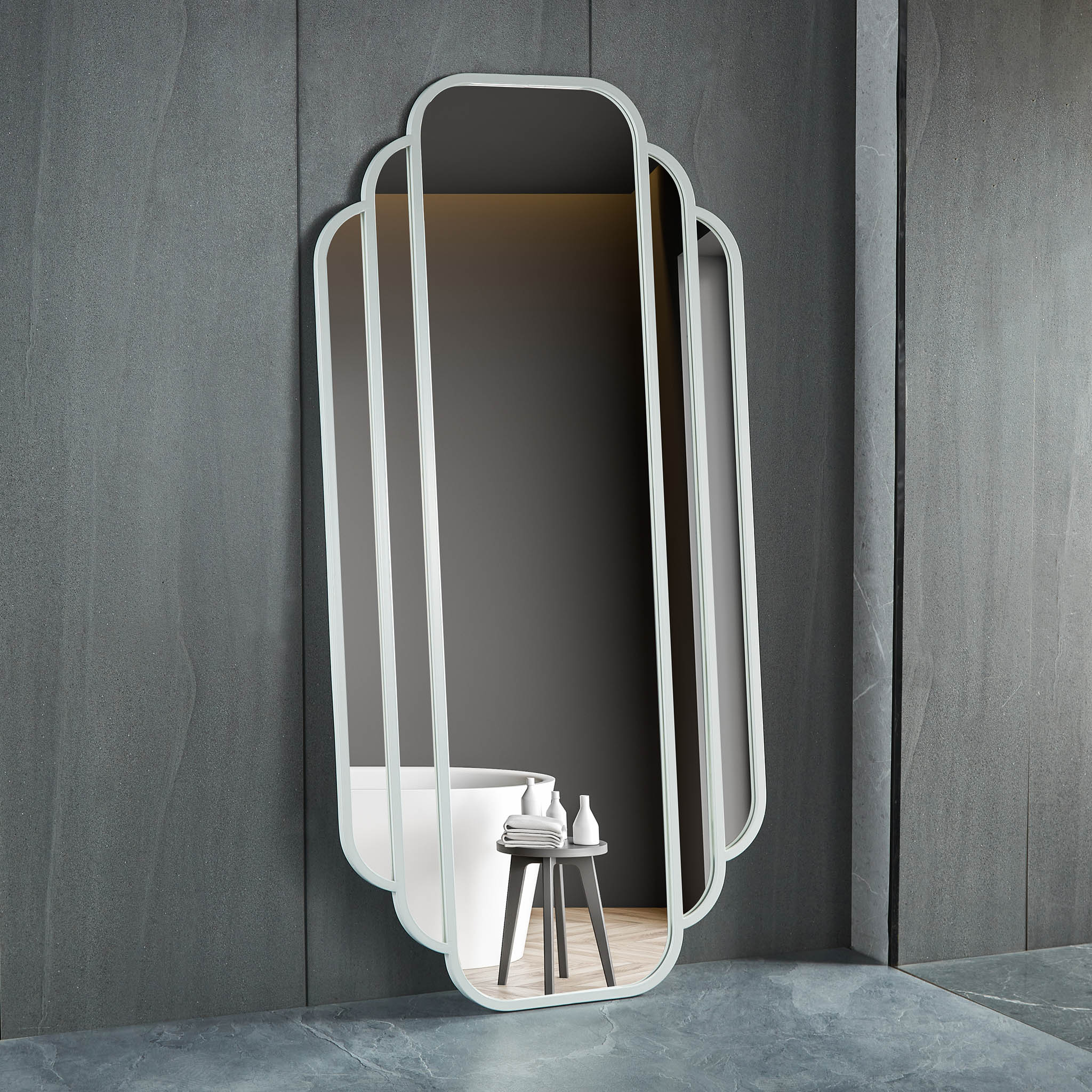 Hallspegel rund+sidodesign 900x1800mm - vit Vit