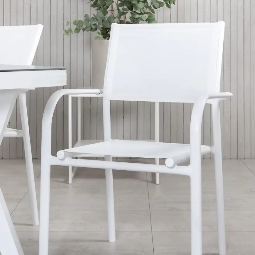 Matgrupp Venture Home Virya 160x90 med 6 Santorini Stapelstolar