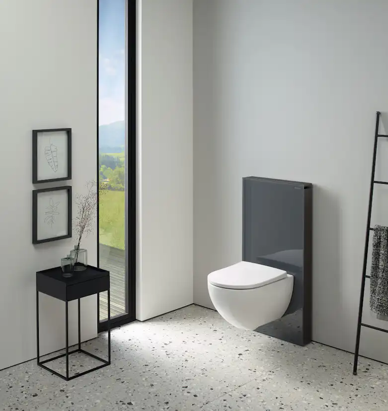 WC-Fixtur Geberit Monolith för Vägghängd Toalettstol 101 cmxVit/Satinerat glas