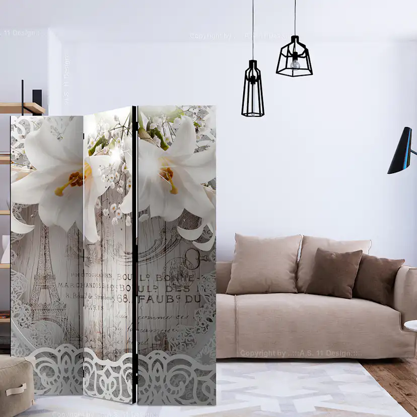 Rumsavdelare Skärmvägg Arkiio Lilies And Quilted Background 135x172 cm
