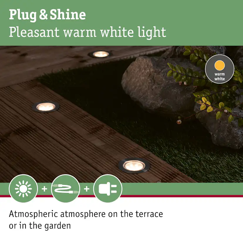 LED Infälld Markbelysning Paulmann Plug & Shine Floor Profil Spot Insektsvänlig IP67 2W