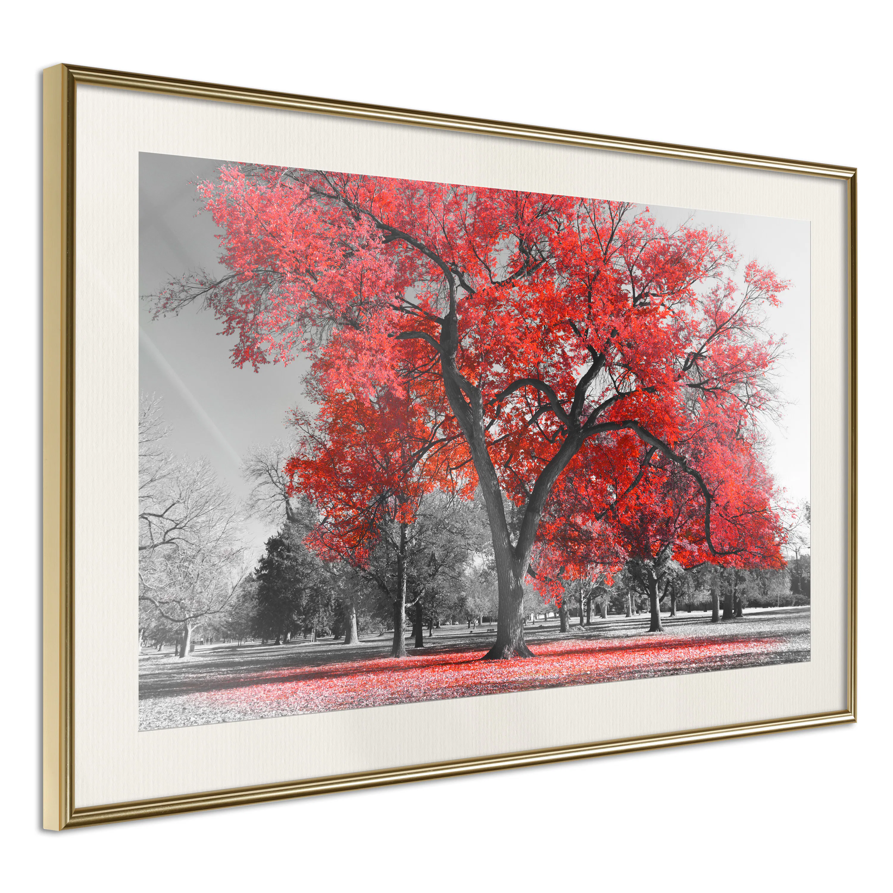 Poster Artgeist Affisch Autumn in the Park Red