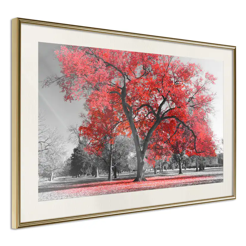 Poster Artgeist Affisch Autumn in the Park Red