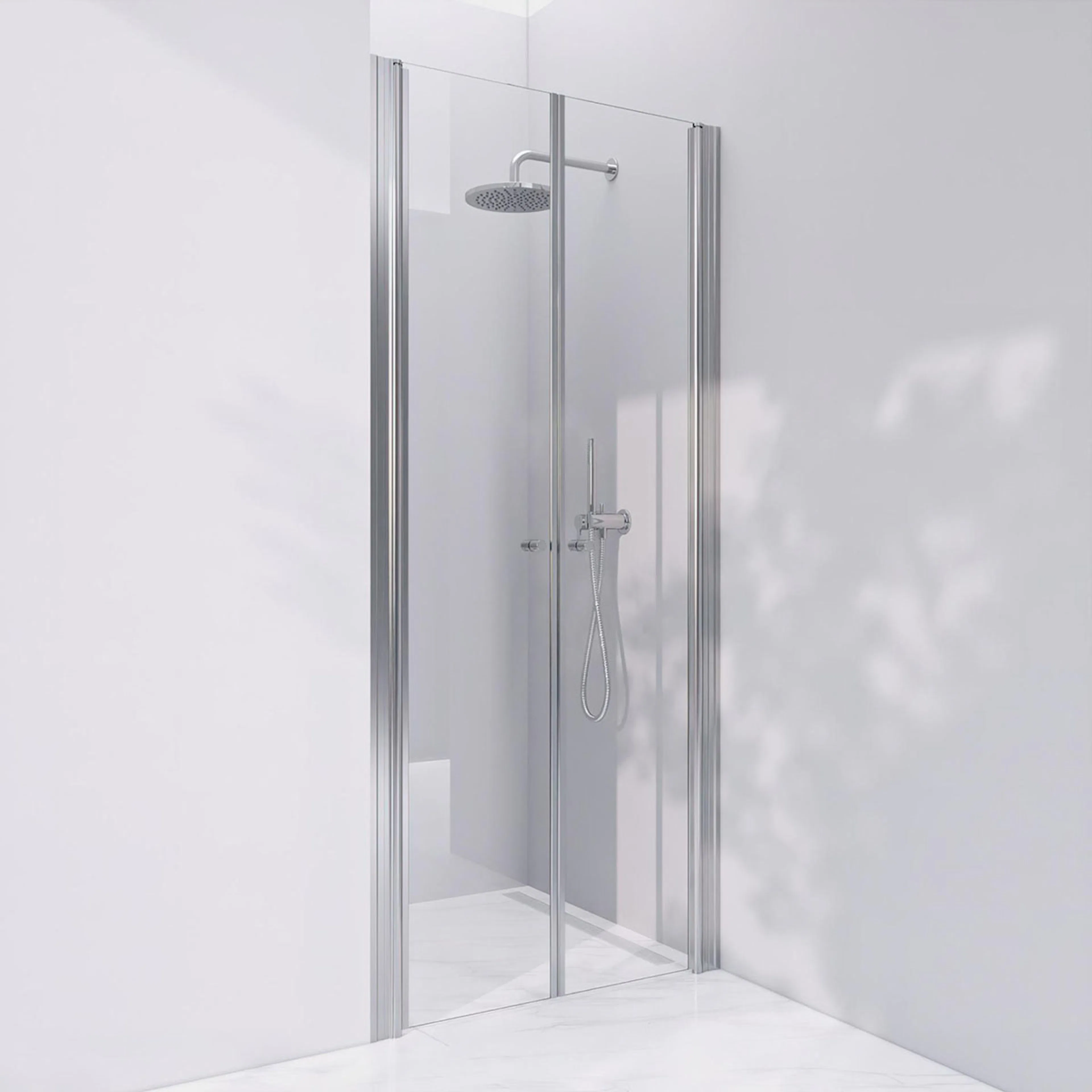 Invitrea Prime PN22/80/Blankpolerad/Räfflad knopp/Frostat jä Glastyp: Järnfattigt Frostat Glas, Handtag: Blankpolerad Räfflad knopp, Profil: Blankpolerad, Bredd: 800 mm