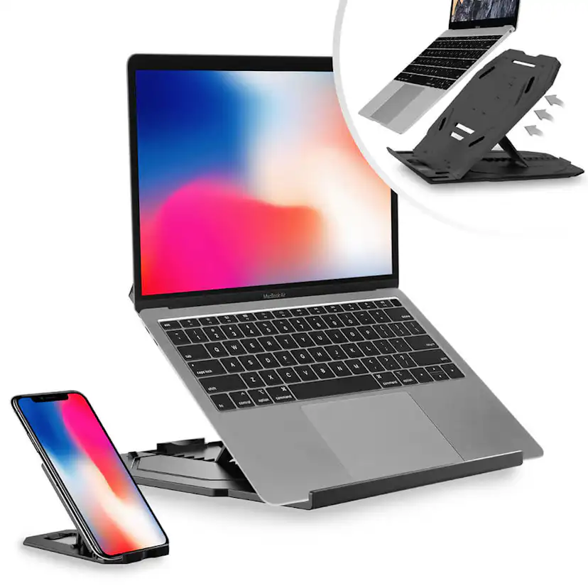 Laptopställ Desire2 2In1 Portabelt Svart 360 Roterbar med Mobilställ