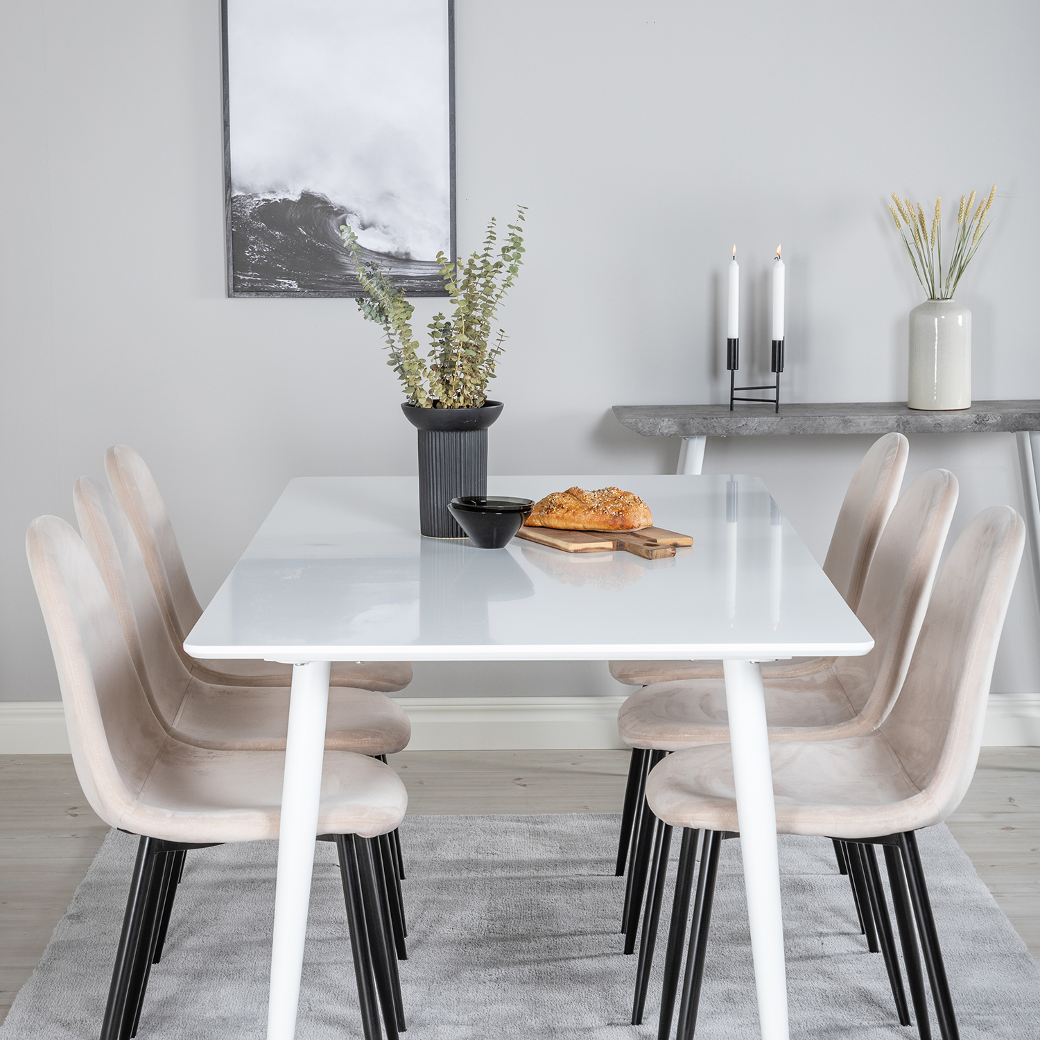 Matgrupp Venture Home Pobbie med 6 Stolar Sammet
