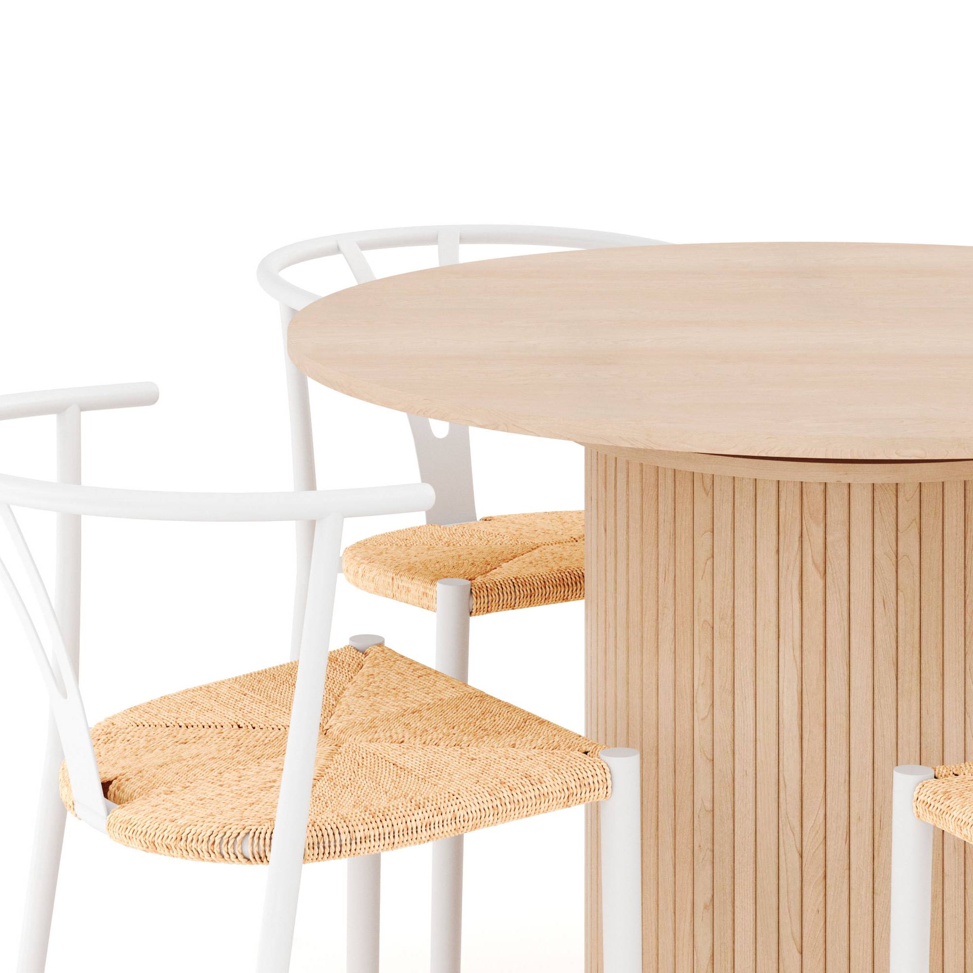 Matgrupp Bark Kopparbo Runt Matbord 106-156 cm Förlängningsbartt med 4 Elysia Matstol