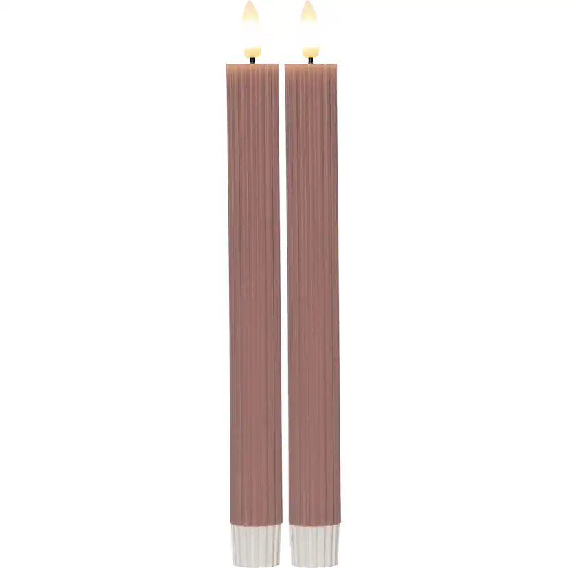 LED Antikljus 2-pack Flamme Stripe Rosa 25 cm Rosa