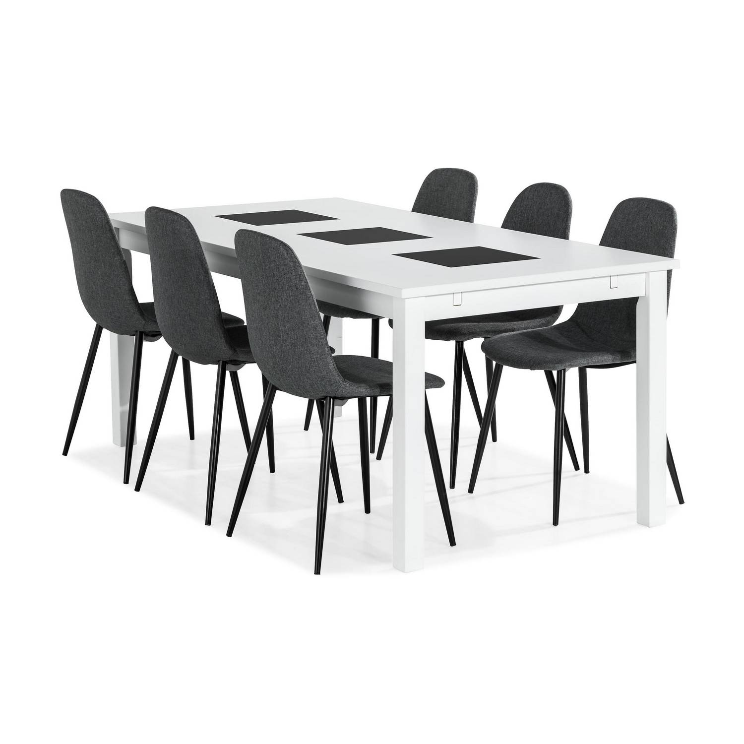 Matgrupp Basic Home Jasmin Rektangulärt Matbord 180-270 cm Förlängningsbart med 6 Nibe Matstol