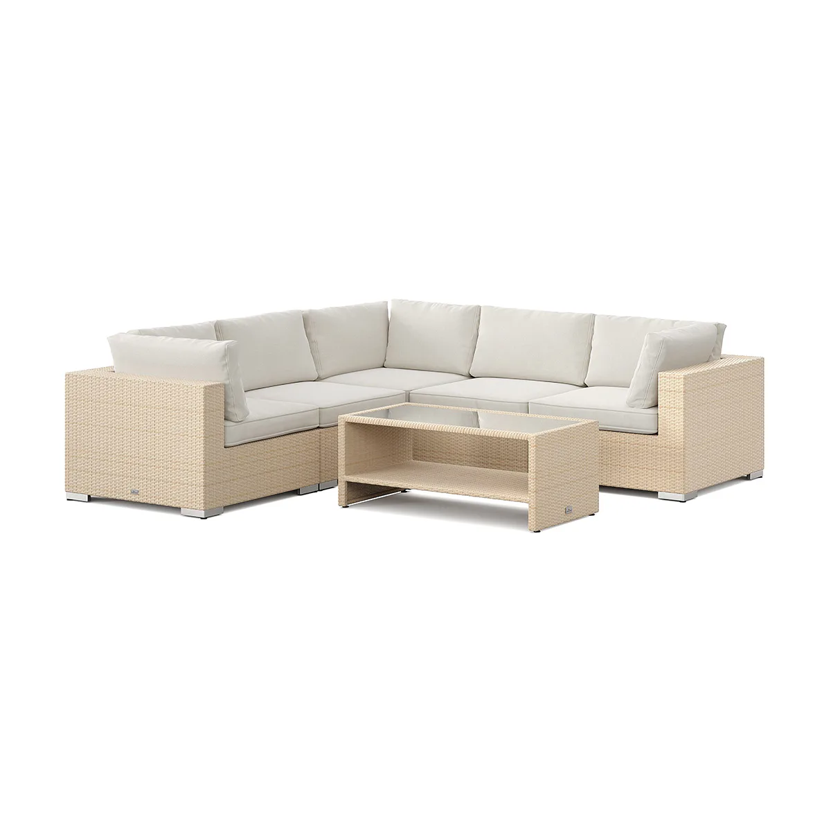 Loungegrupp Comfort Garden Bahamas utomhus hörnsoffa 5-sits vändbar och bord med hylla