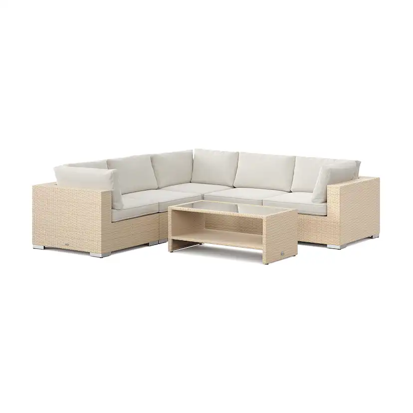 Loungegrupp Comfort Garden Bahamas utomhus hörnsoffa 5-sits vändbar och bord med hylla