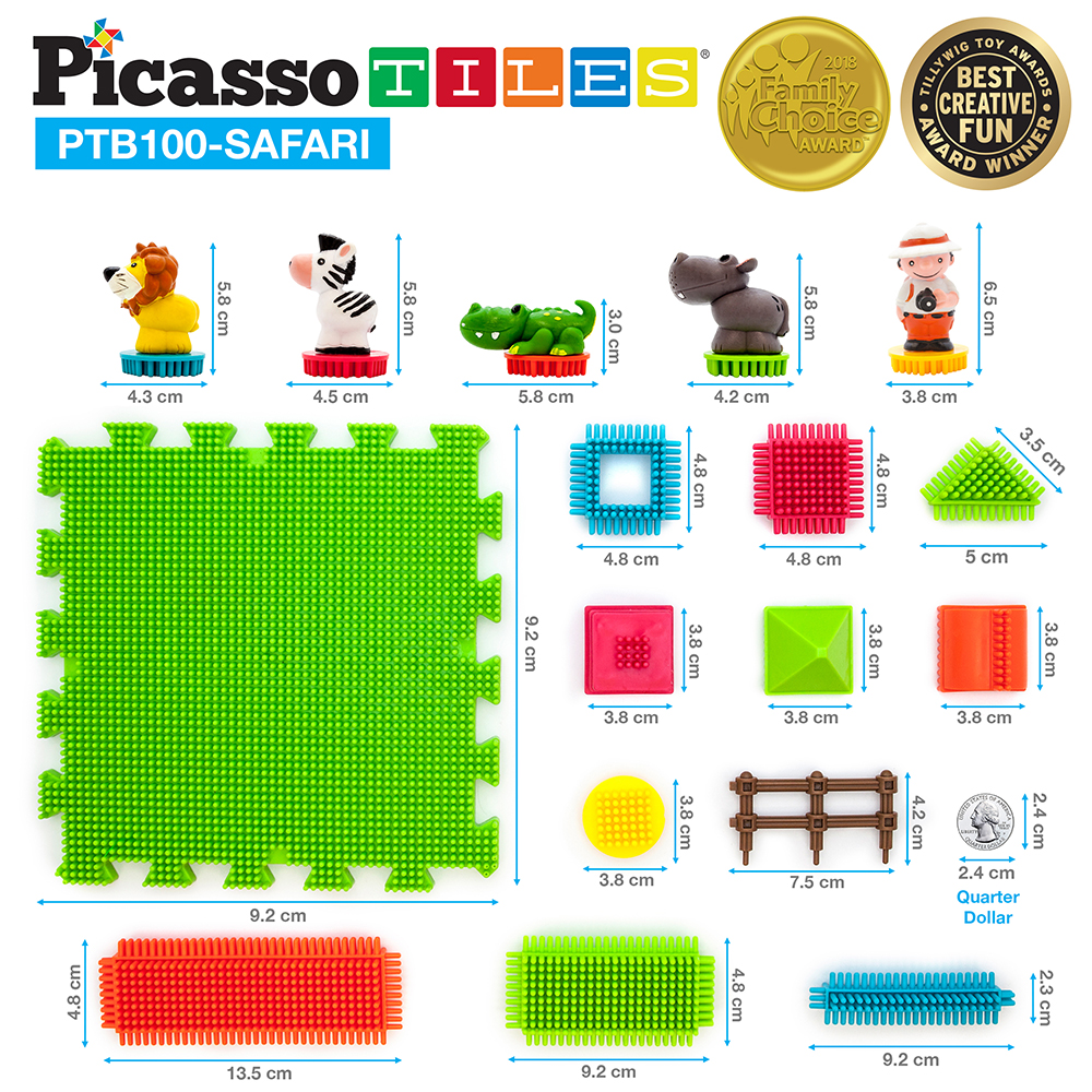 Byggbitar Picasso Tiles Bristle Blocks 100 Bitar Safari
