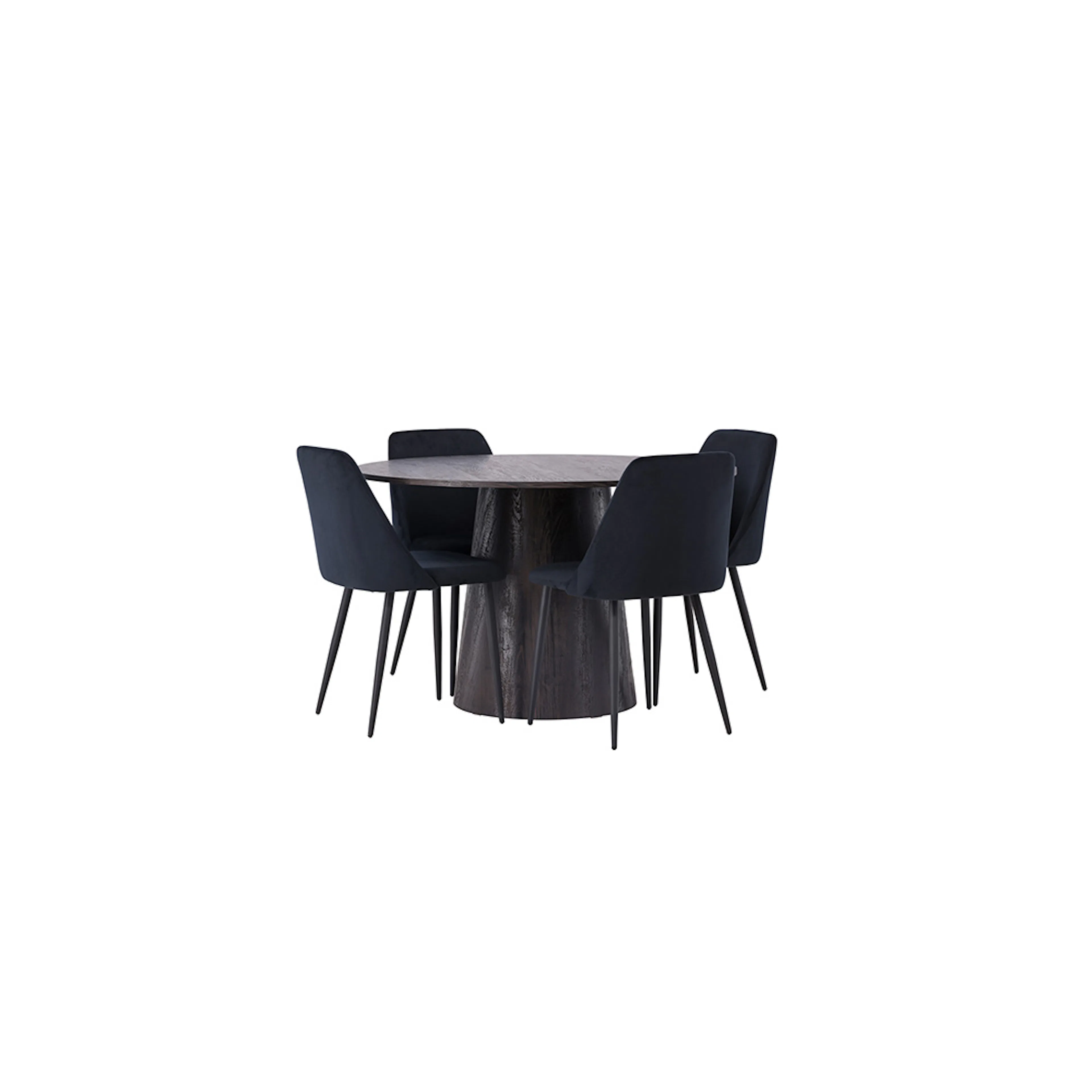 Matgrupp Venture Home Lanzo Ø120 cm med 4 st Night stolar Svart