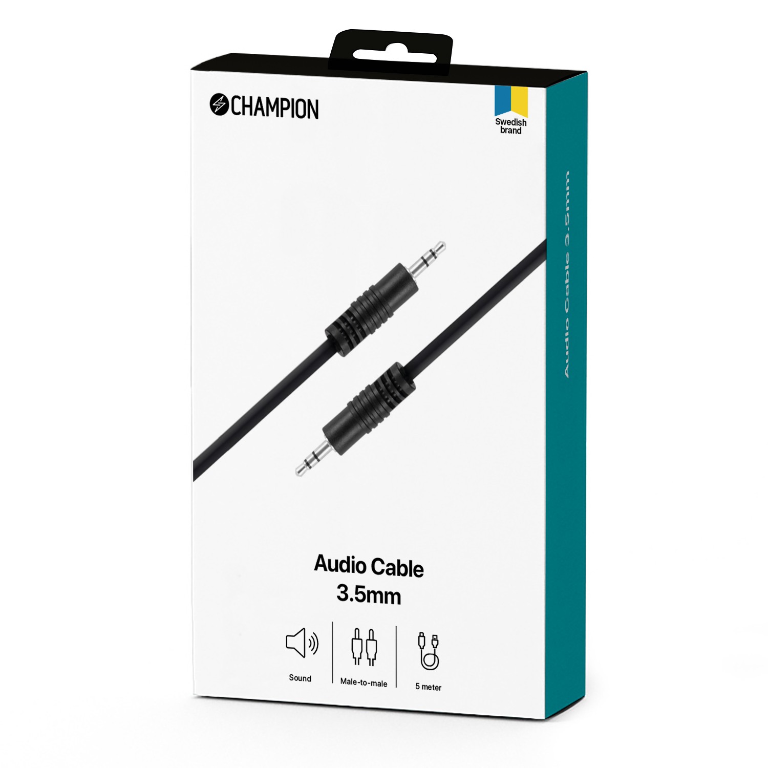 Ljudkabel Champion 3,5mm - 3,5mm Hane-Hane 5.0m