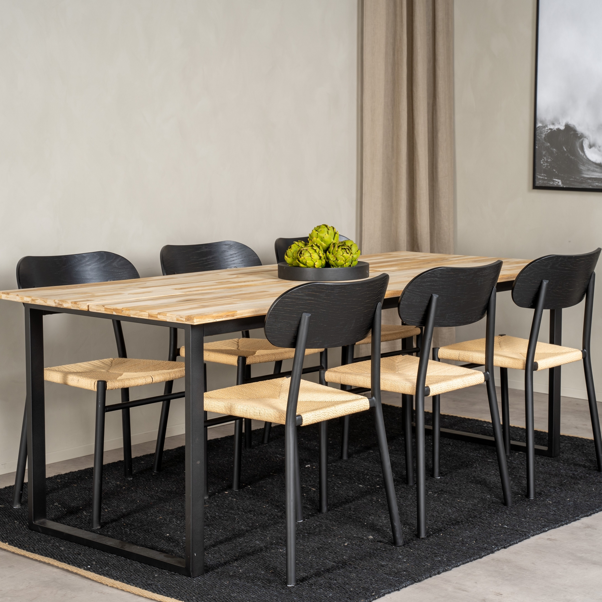 Matgrupp Venture Home Cornelia med 6 Peggy Stolar Svart