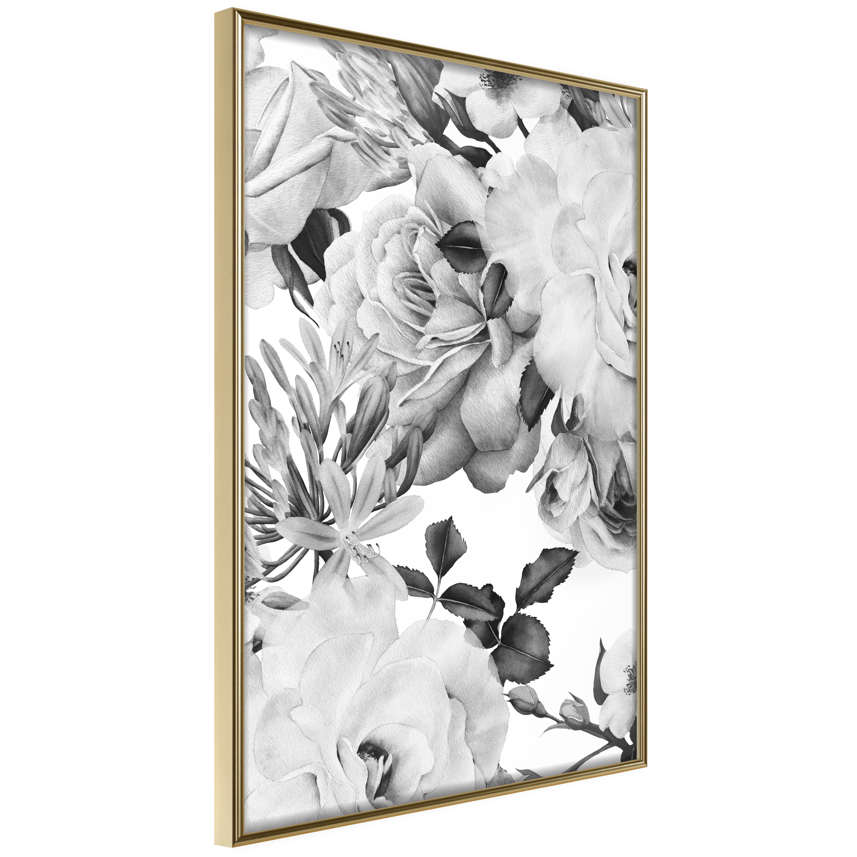 Poster Artgeist Affisch Monochrome Flowers