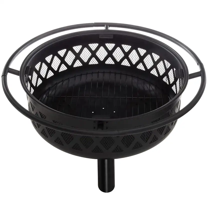 Eldstad Mustang Livingston Utomhus Eldfat 74cm med Gnistskydd och Grillgaller