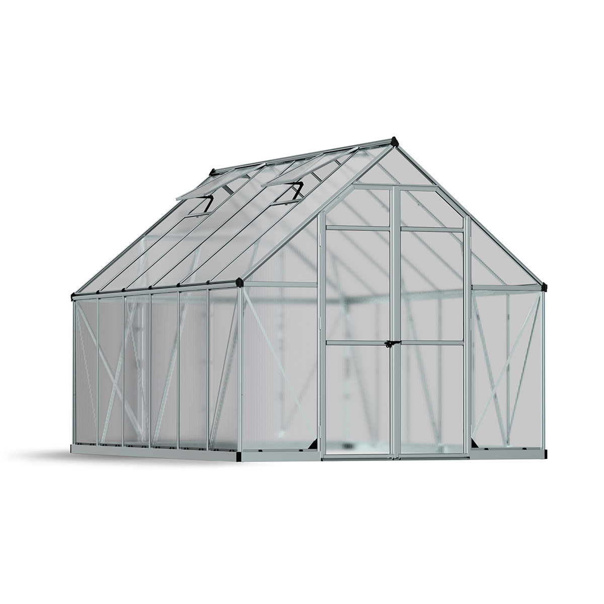 Växthus Canopia by Palram Essence Aluminiumram med UV-Skyddad Polykarbonat & Ventilationsfönster, 9 m²
