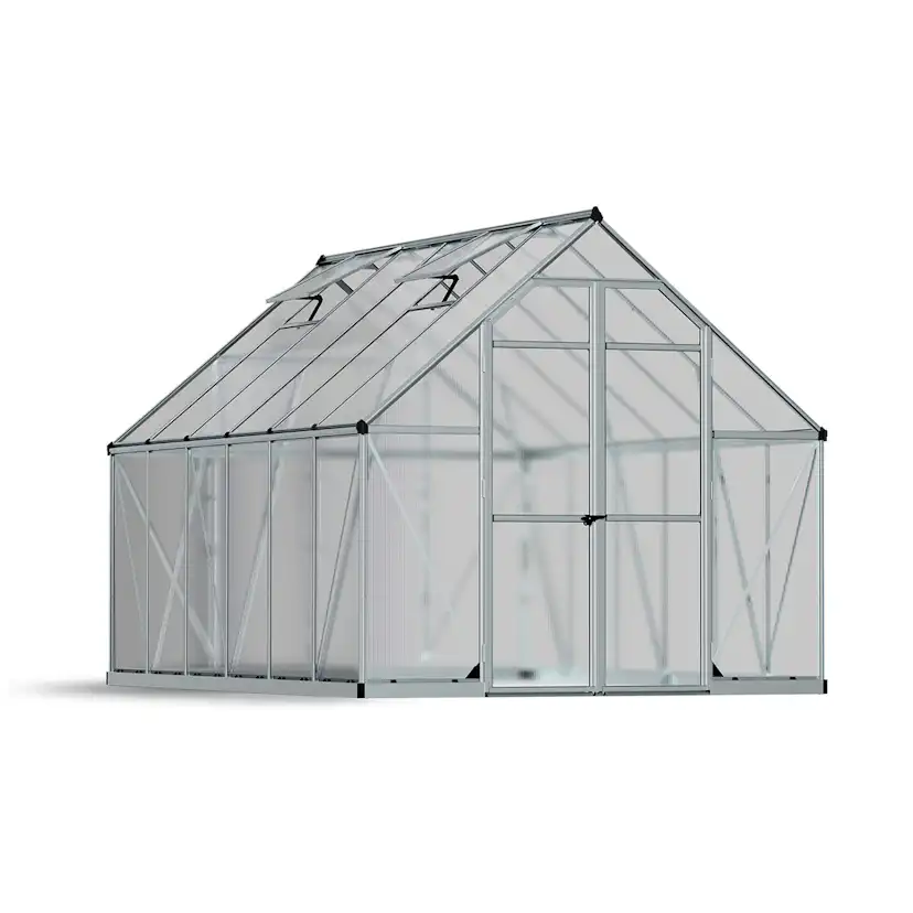 Växthus Canopia by Palram Essence Aluminiumram med UV-Skyddad Polykarbonat & Ventilationsfönster, 9 m²