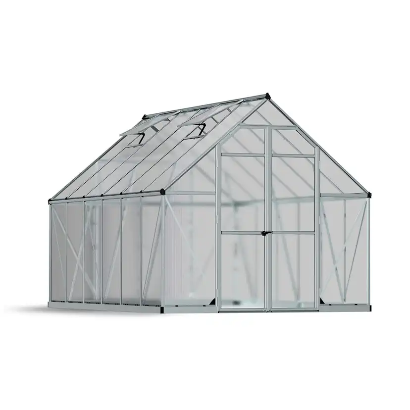Växthus Canopia by Palram Essence Aluminiumram med UV-Skyddad Polykarbonat & Ventilationsfönster, 9 m²
