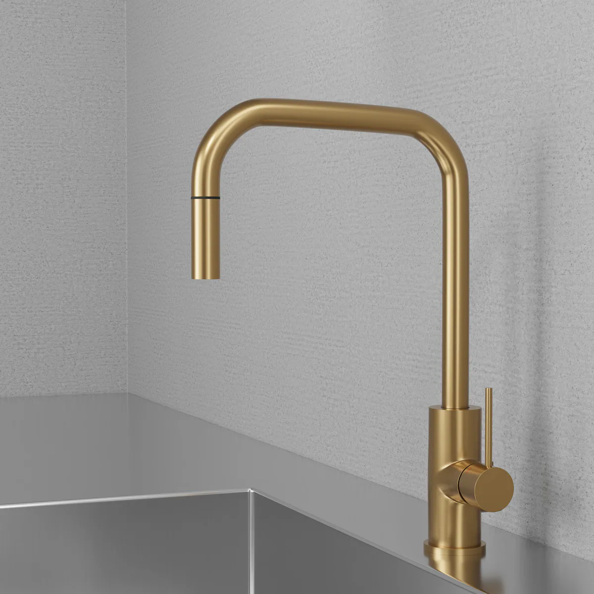 Köksblandare Scandtap Steel Accent Square med Utdragbar Pip