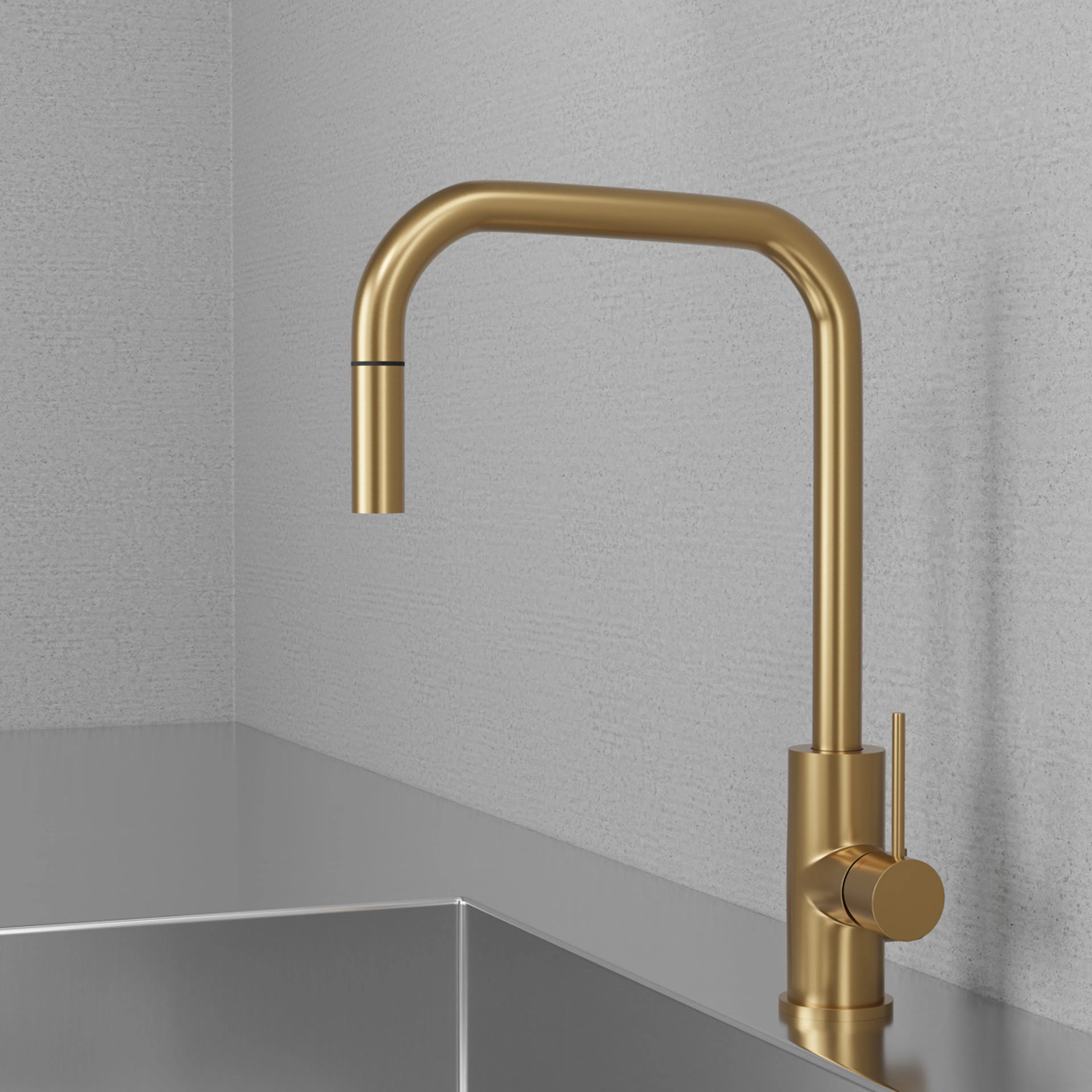 Köksblandare Scandtap Steel Accent Square med Utdragbar Pip