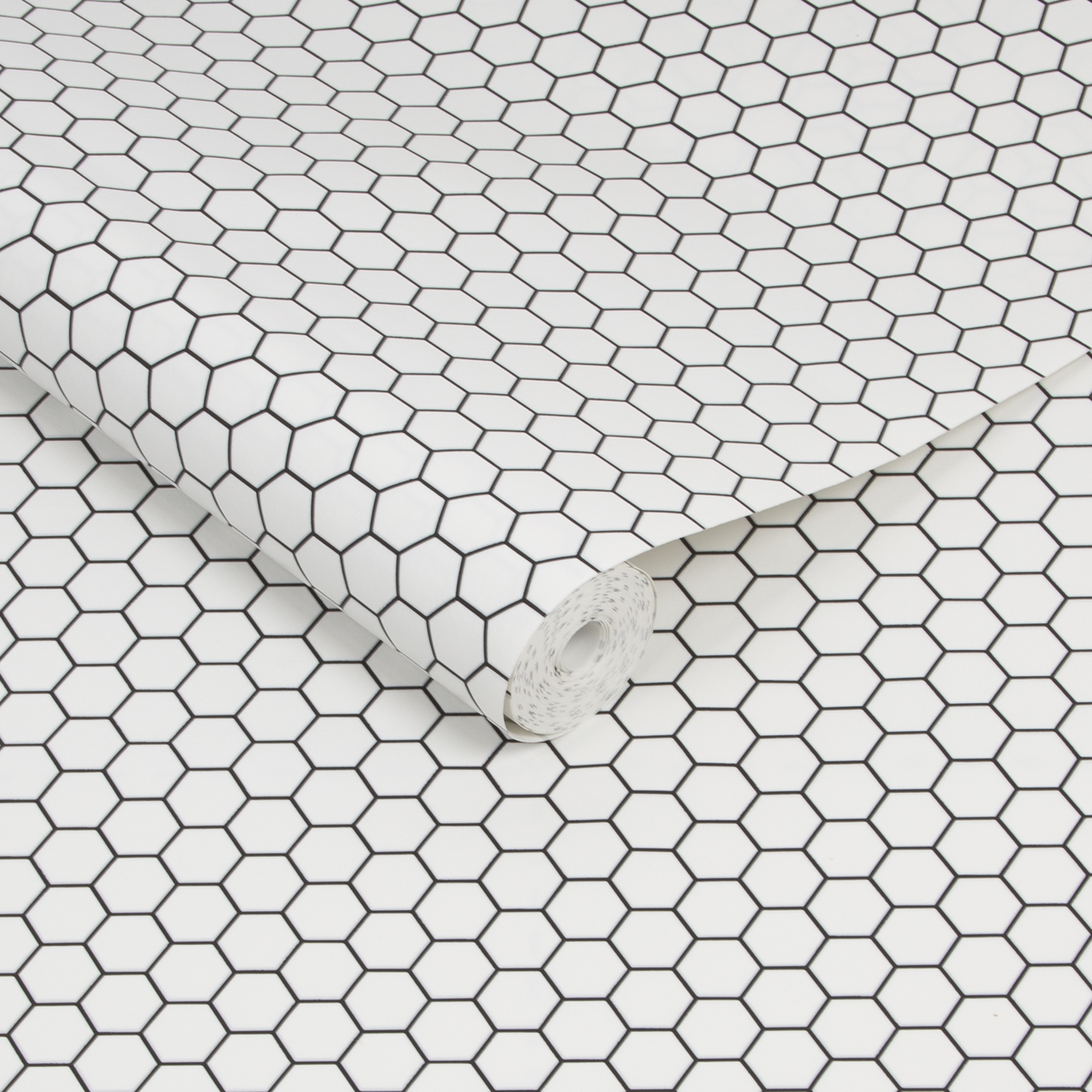 Tapet Contour Hexagon Lattice Vit
