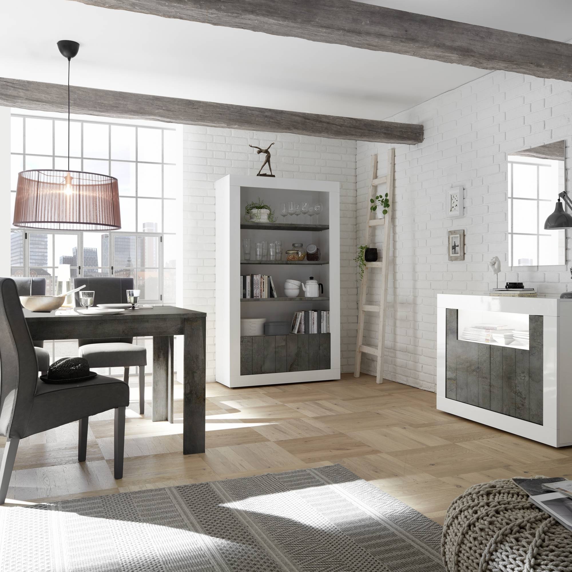 Bokhylla LC Spa Urbino 110 cm Grå/Vit
