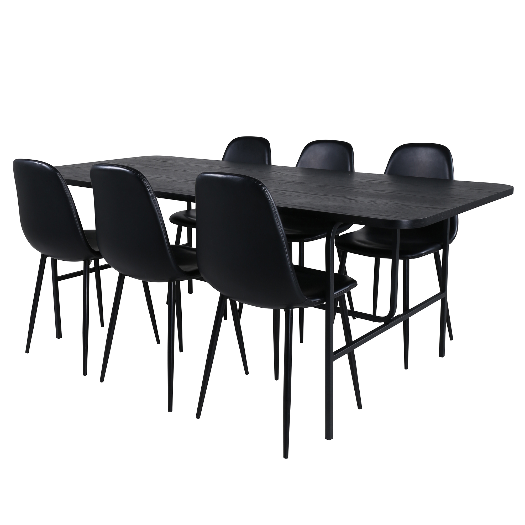 Matgrupp Venture Home Chicago Svart med 6 Pobbie Stolar