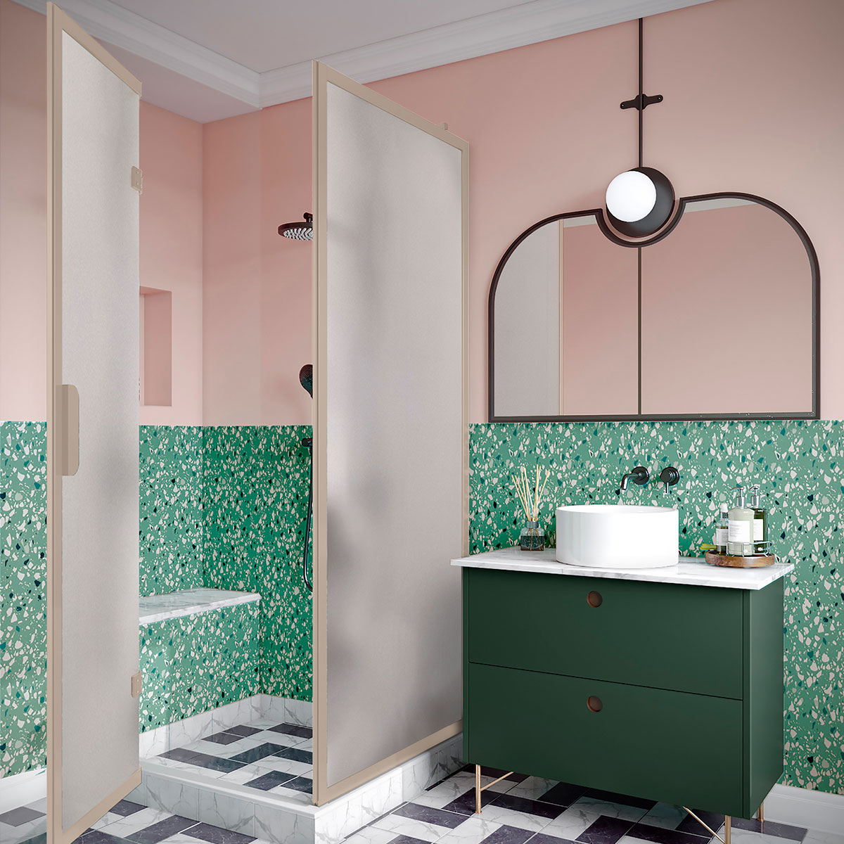 Duschhörn Hietakari Bläk 887 New York Fast Vägg och Vikbara Dörr