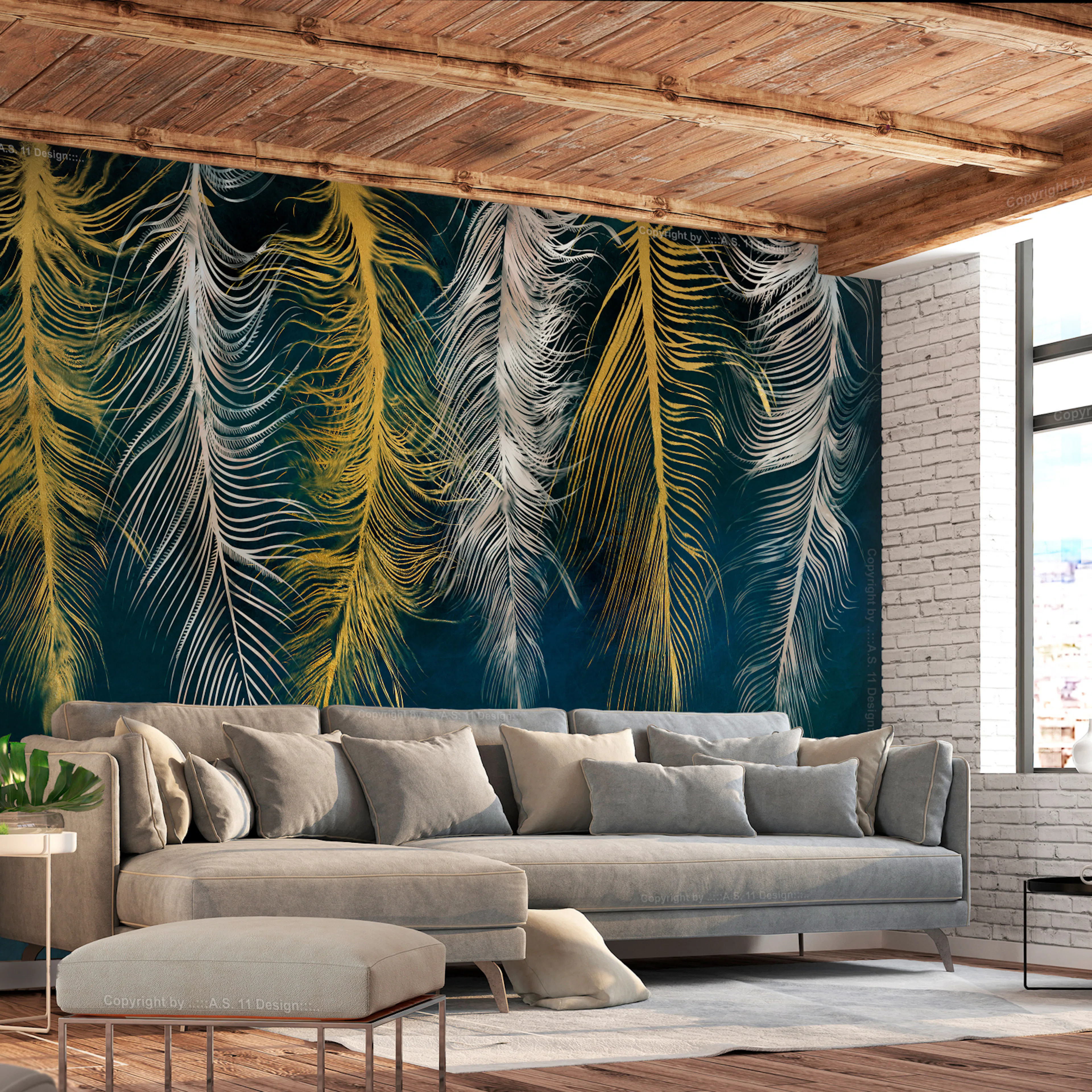 Fototapet - Gilded Feathers 450x315 450x315 cm