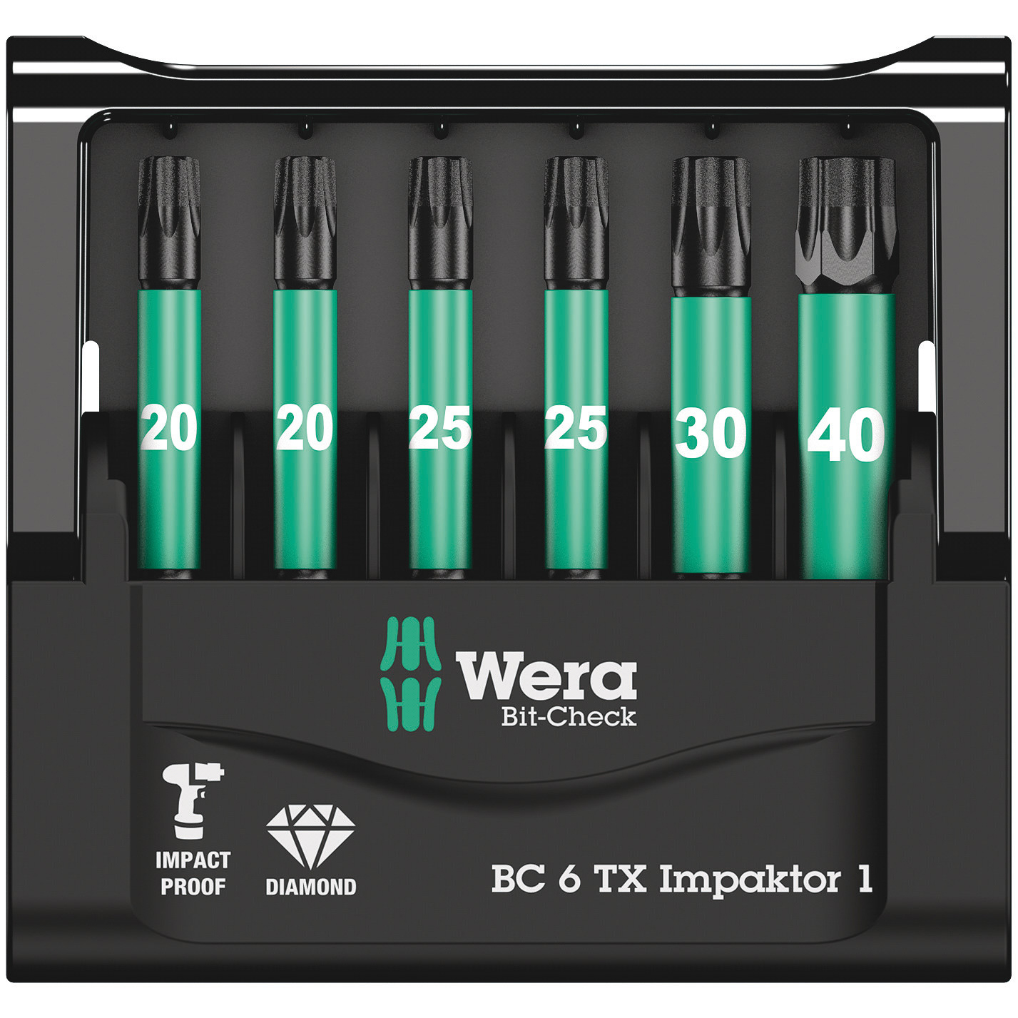Bitskassett Wera Bit-Check 6 Torx Impaktor 1 Kraftbits 50Mm