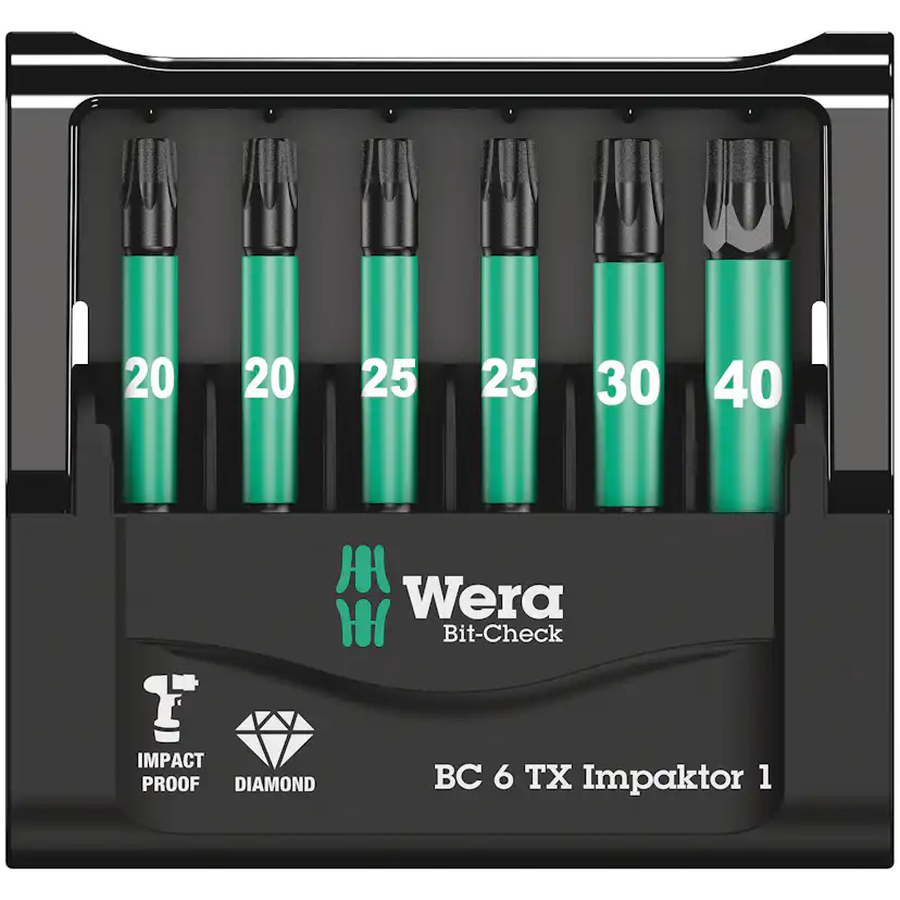 Bitskassett Wera Bit-Check 6 Torx Impaktor 1 Kraftbits 50Mm