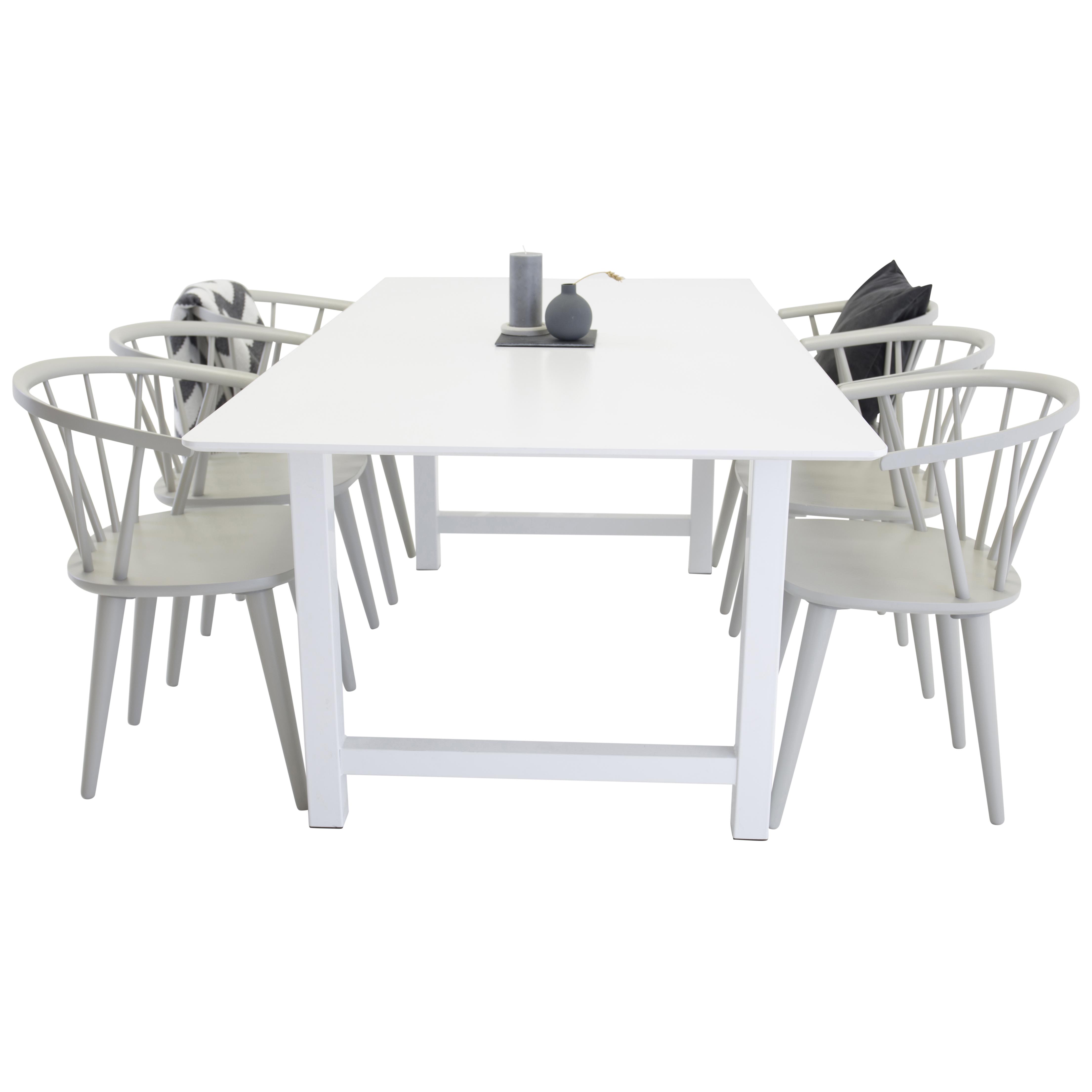 Matgrupp Venture Home Clara med 6 Brum Stolar Ljusgrå