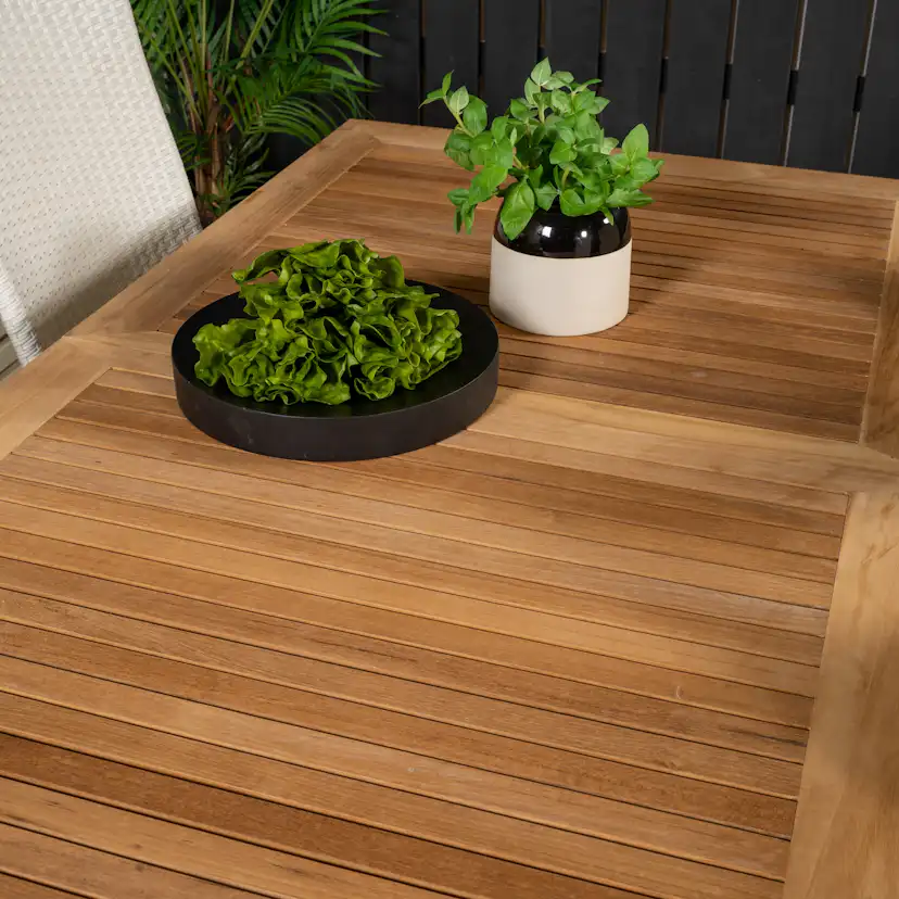 Panama Dining Table 160/240*90 - White Alu / Teak+Padova Arm Blanka Ben