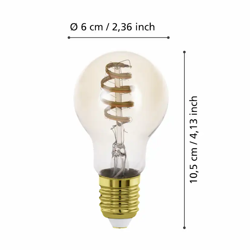 Ljuskälla Eglo 2xLM-ZIG-CCT E27 A60 4,9W Amber + Brytare