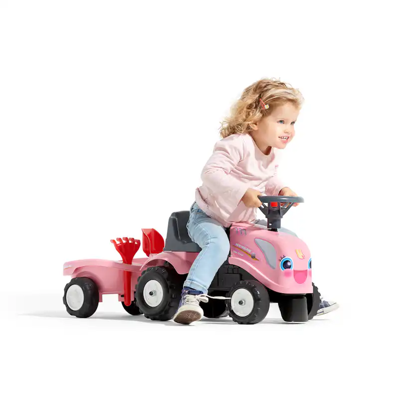 Sparkbil FALK Traktor m. trailer, kratta och skyffel Baby girl New Holland