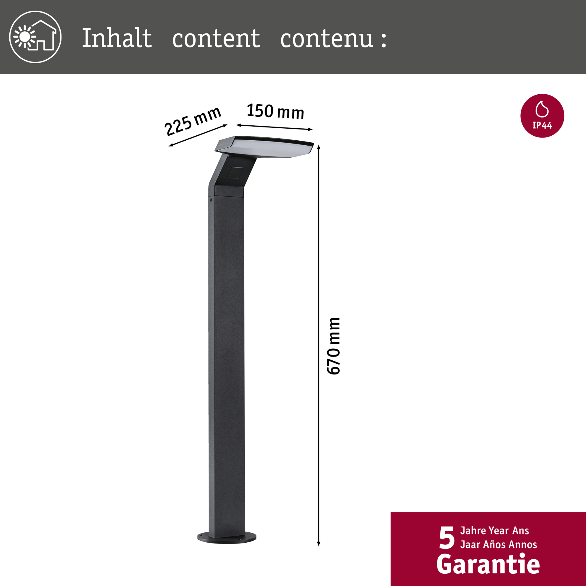 Pollare LED Paulmann Zenera Seawater Resistant IP44 230V Ljus: Soft White