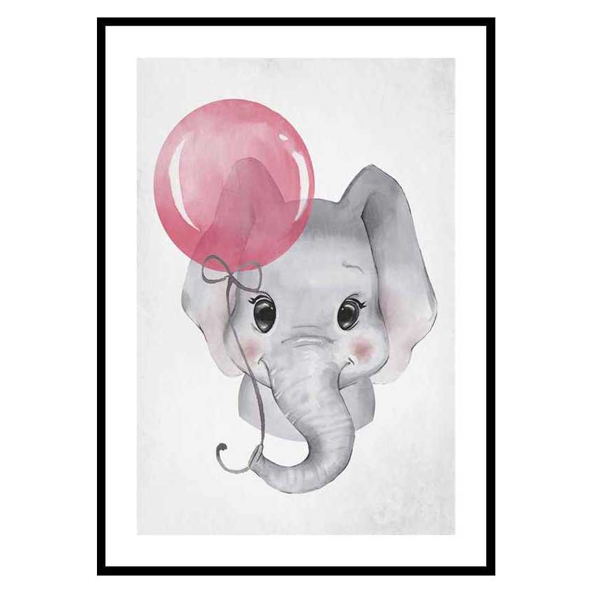 Poster Gallerix Elephant Pink Balloon