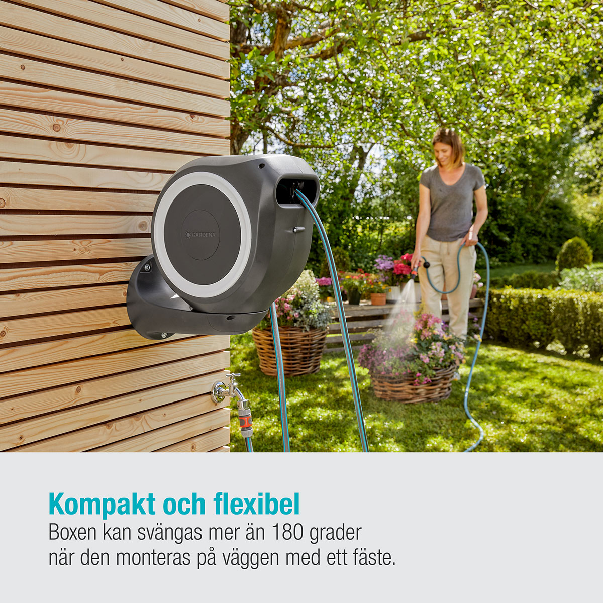 Slangbox Gardena RollUp S 15 m Vit