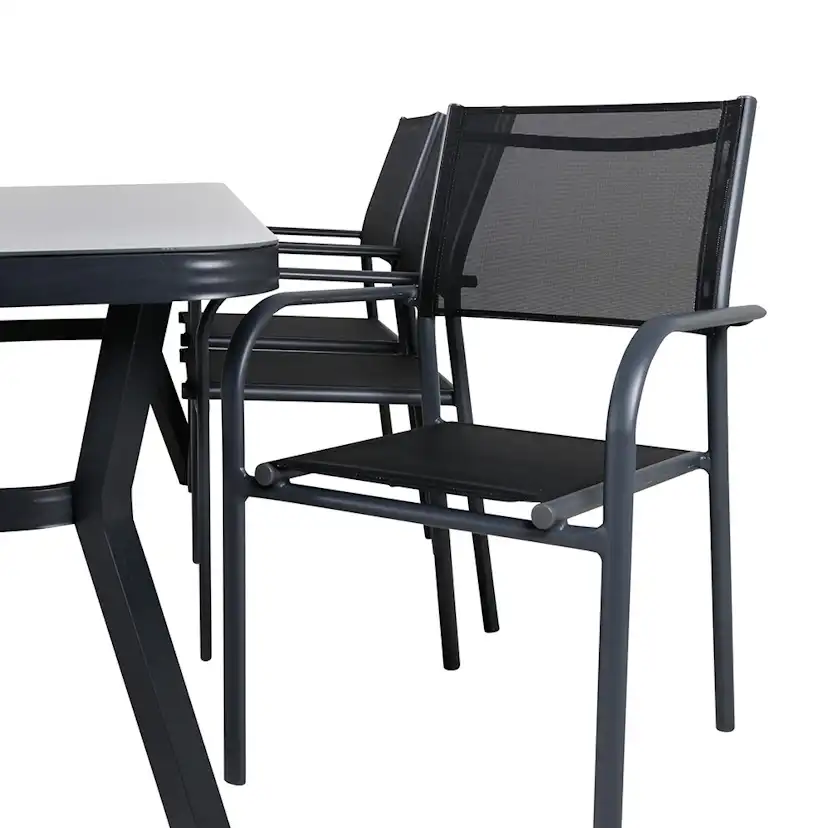 Matgrupp Venture Home Vyn med 6 Samba Stapelbara Matstolar