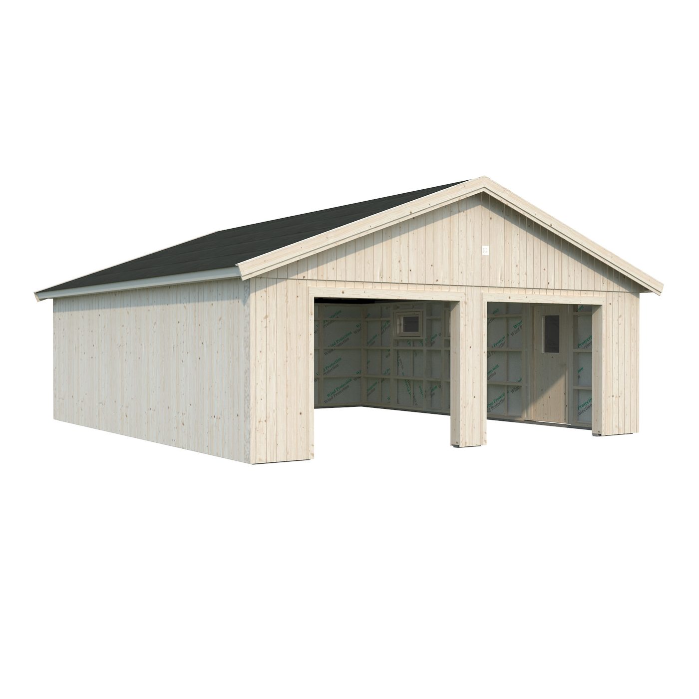 Dubbelgarage Palmako Andre 49,1 m² Byggsats i Obehandlat Trä med Sadeltak