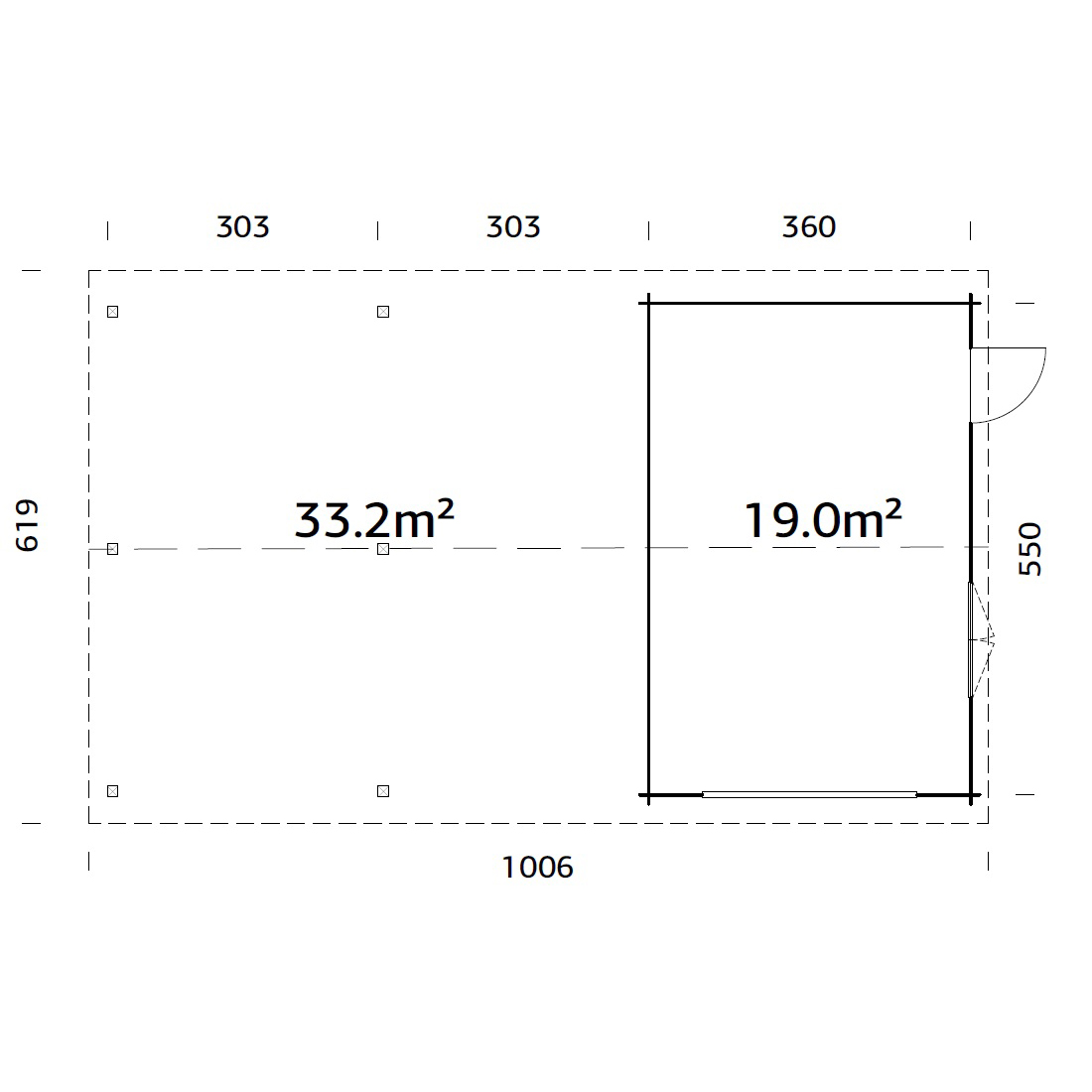 Garage Palmako Roger med Carport 53,1 m2