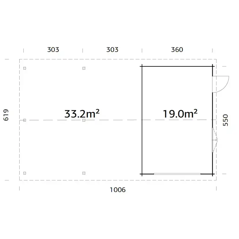 Garage Palmako Roger med Carport 53,1 m2